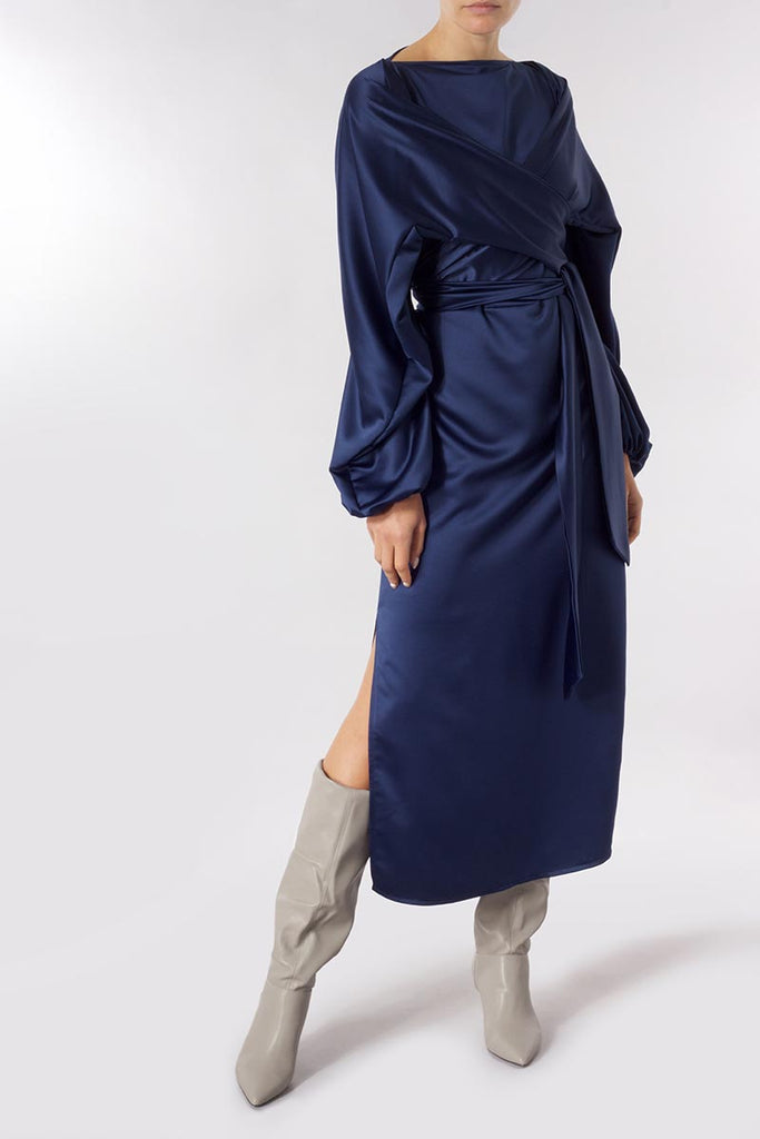 Riley Navy Wrap Dress | Meem Label